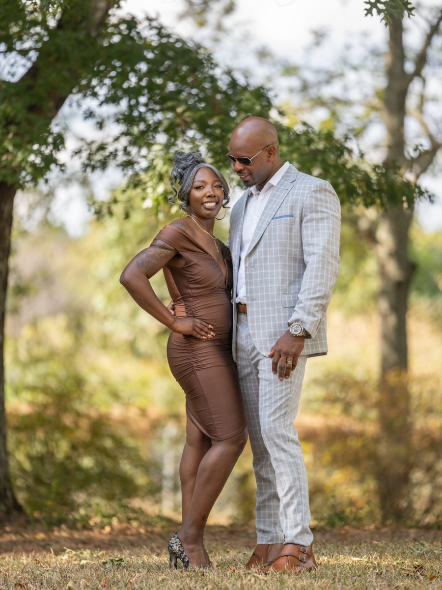 Dwayne and Samantha Williams together under the trees